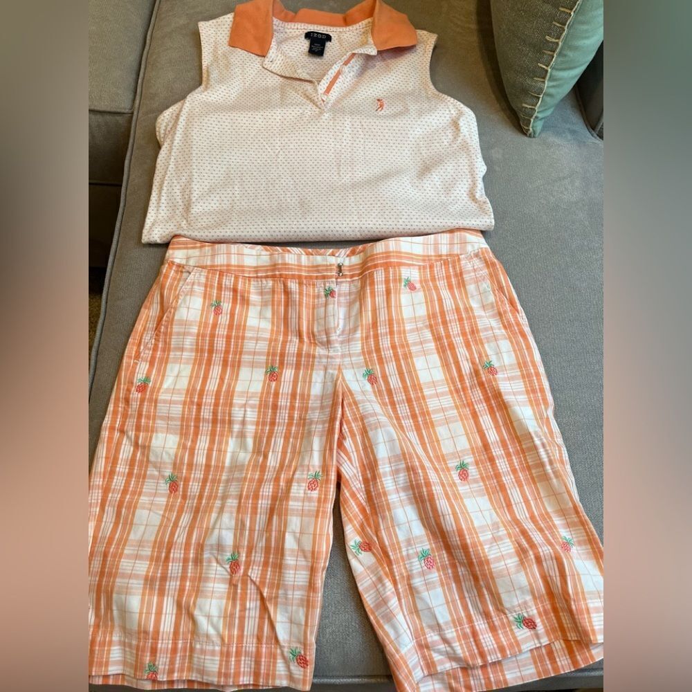 Vintage Izod top and Bermuda shorts w/ pockets.